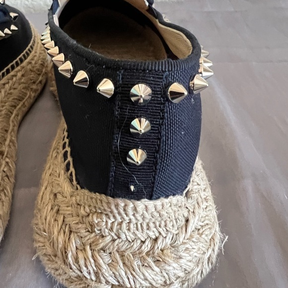 Christian Louboutin Espaboat Navy Espadrille Spiked Shoes 39 - Picture 10 of 16